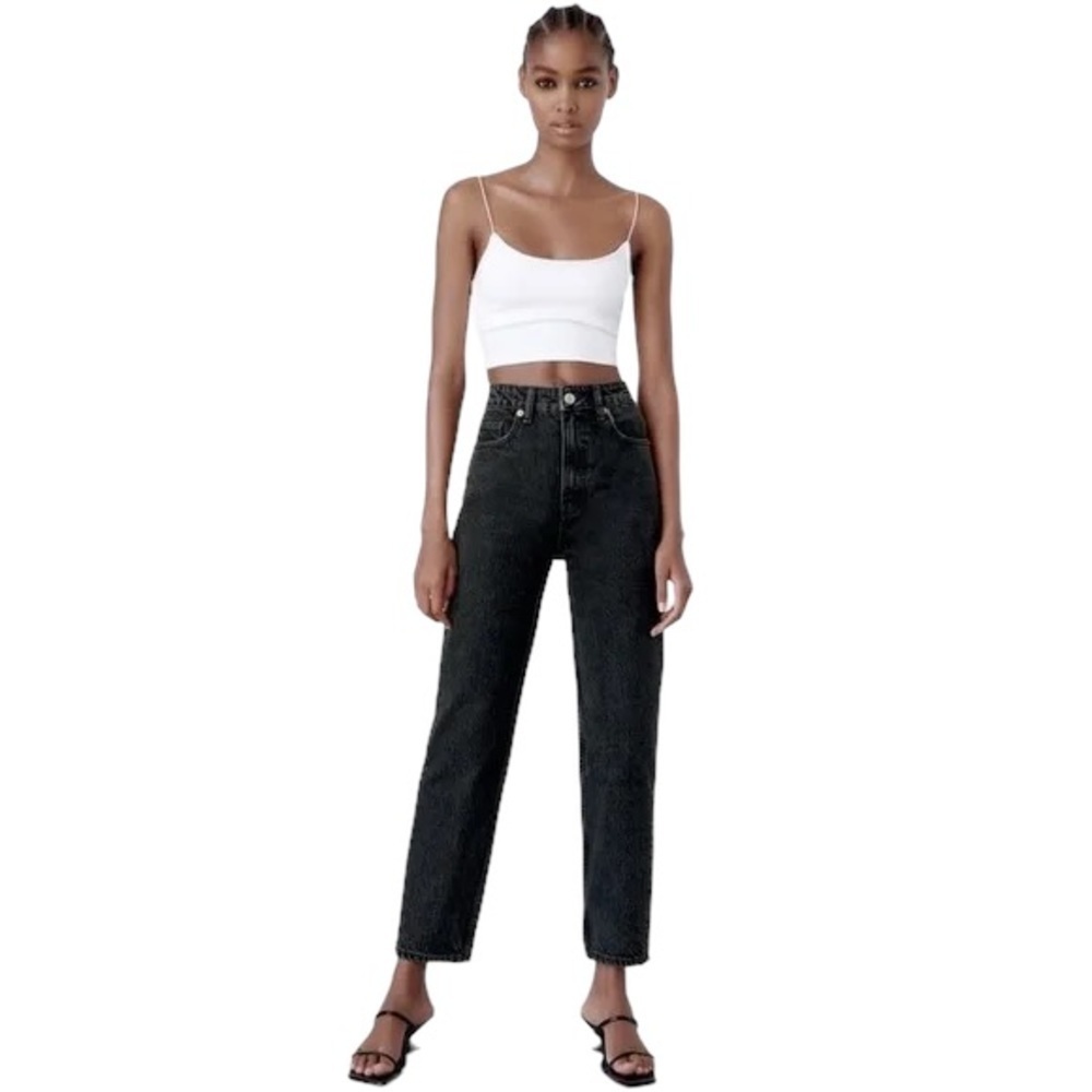 ZARA High Waist Straight Ankle Crop Jeans